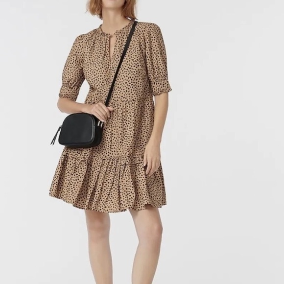 J.Crew Cheetah Print Tiered Poplin Dress - Picture 1 of 5